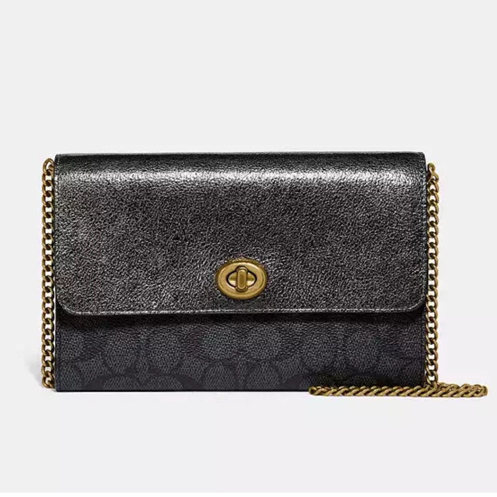 Coach Metallic Colorblock Marlow Turlock Chain Crossbody Bag
